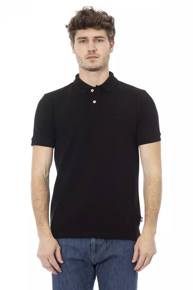 Polo élégant en coton noir avec broderie chic de Baldinini Trend