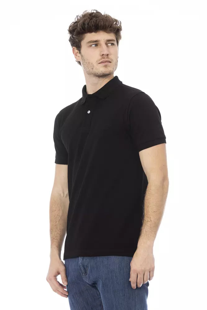 Polo élégant en coton noir avec broderie chic de Baldinini Trend