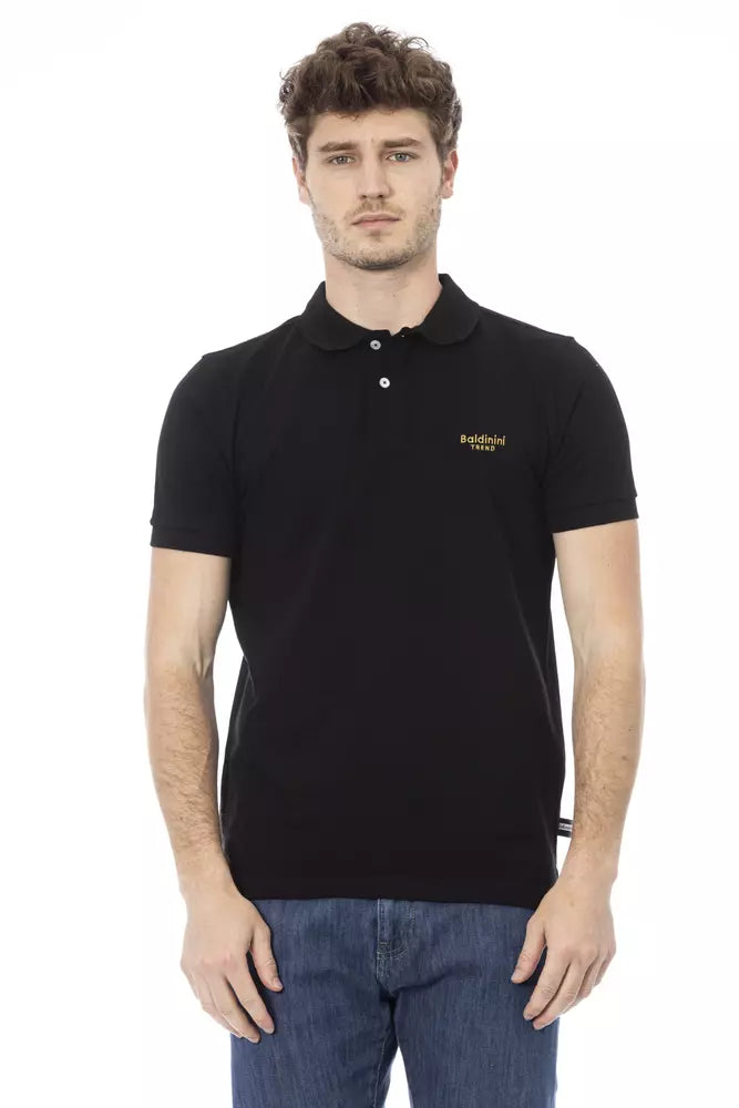 Polo elegante de algodón negro con bordados Baldinini Trend