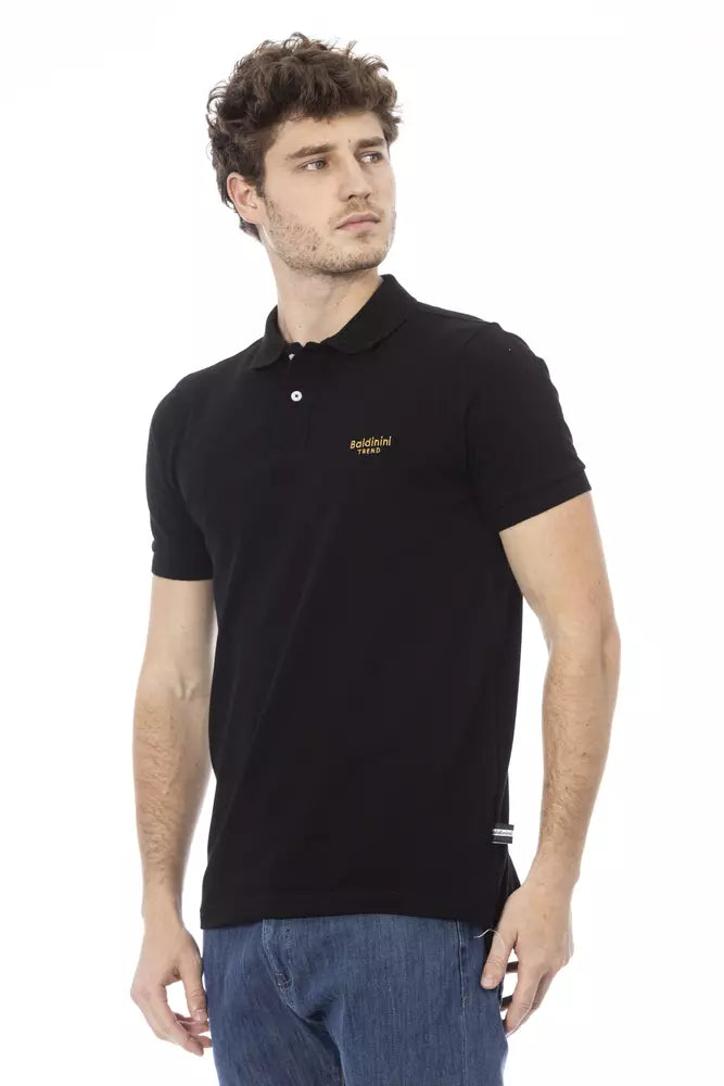 Polo elegante de algodón negro con bordados Baldinini Trend