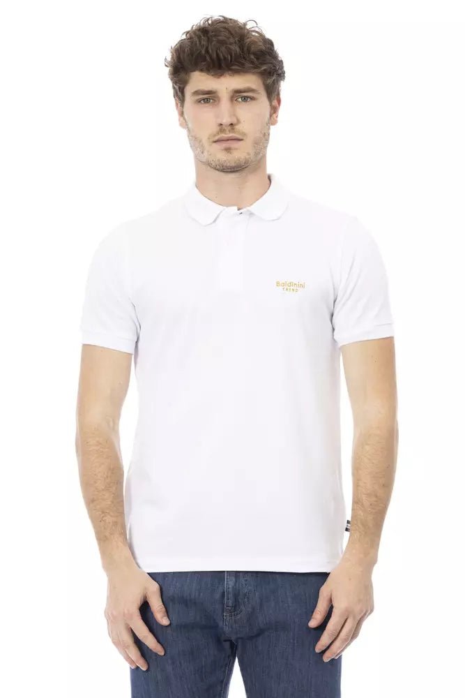 Polo elegante de algodón blanco con bordado elegante de Baldinini Trend