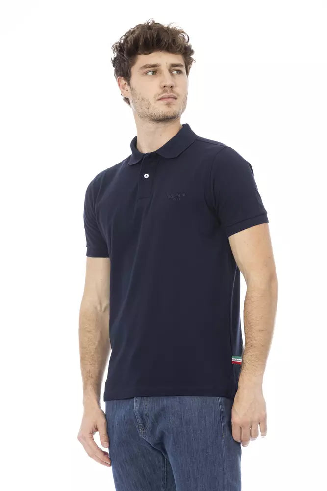 Polo elegante de algodón azul con bordado elegante de Baldinini Trend