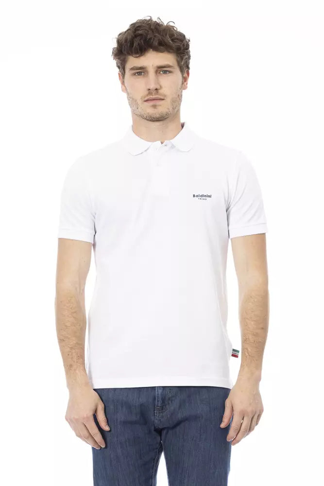 Polo de algodón blanco elegante con bordado elegante de Baldinini Trend Chic