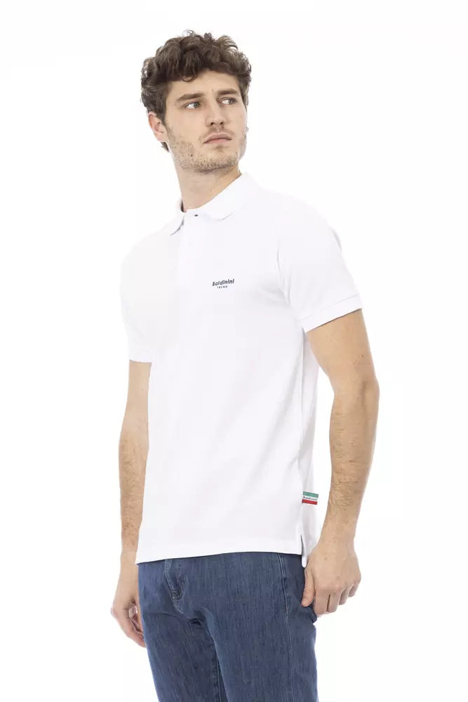 Polo en coton blanc Baldinini Trend Chic avec broderie élégante