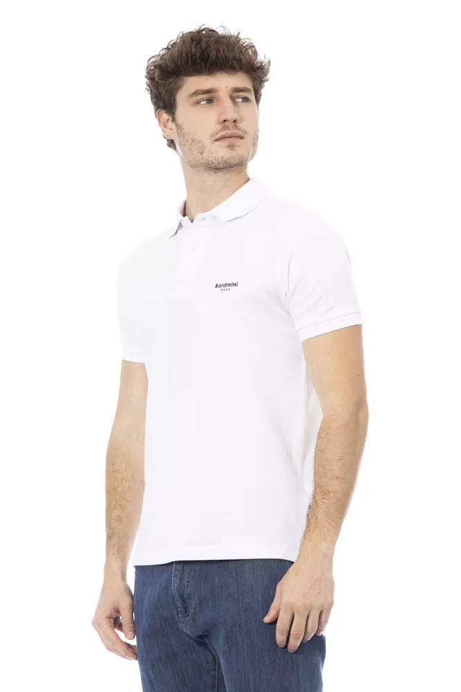 Polo blanco bordado con mangas cortas Baldinini Trend Chic