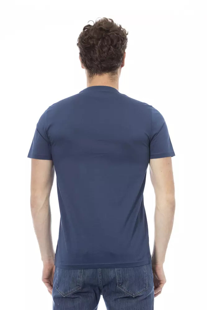 Camiseta de algodón azul Baldinini Trend Chic con estampado frontal