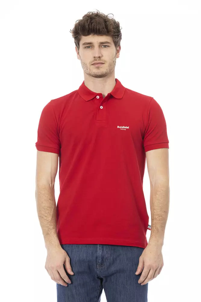 Polo elegante de algodón rojo con bordado elegante de Baldinini Trend