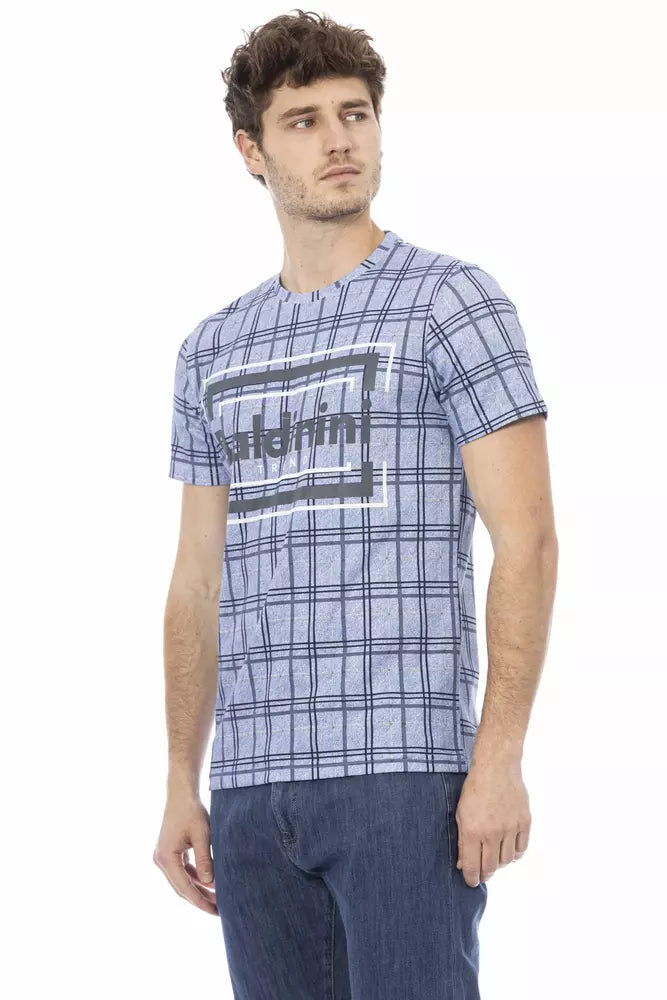 Camiseta de algodón azul claro con estampado frontal Baldinini Trend