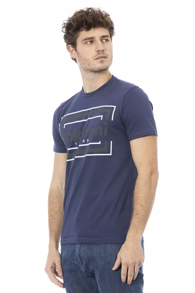 Camiseta de algodón azul Baldinini Trend Chic con estampado frontal