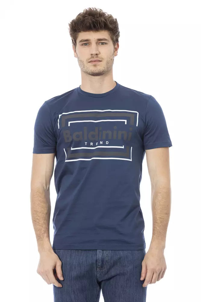 T-shirt en coton bleu tendance Baldinini avec imprimé signature sur le devant