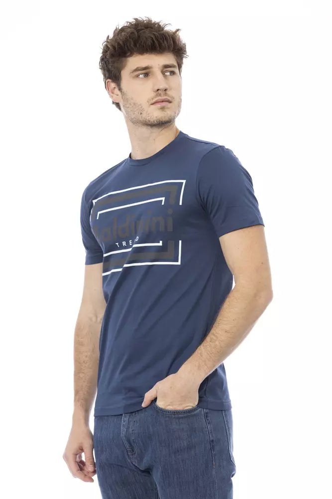 T-shirt en coton bleu tendance Baldinini avec imprimé signature sur le devant