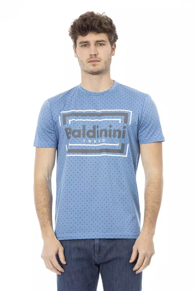 T-shirt en coton bleu clair Baldinini Trend Chic avec imprimé sur le devant