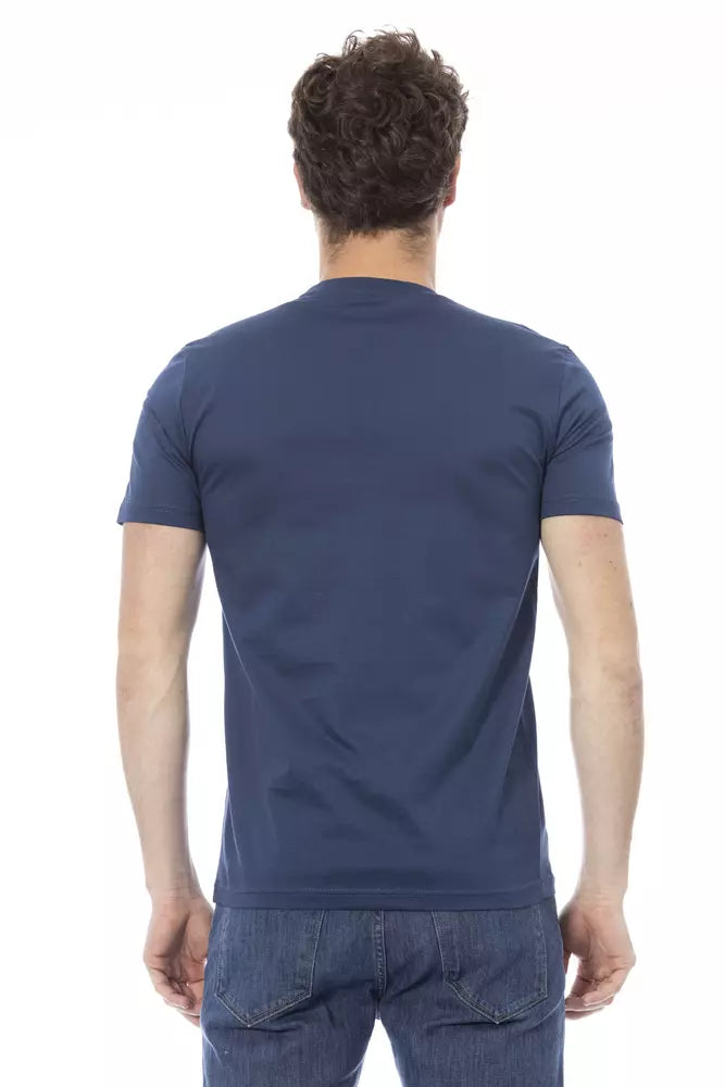 T-shirt en coton bleu tendance Baldinini avec imprimé signature sur le devant