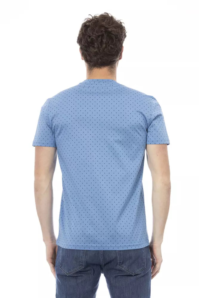 T-shirt en coton bleu clair Baldinini Trend Chic avec imprimé sur le devant