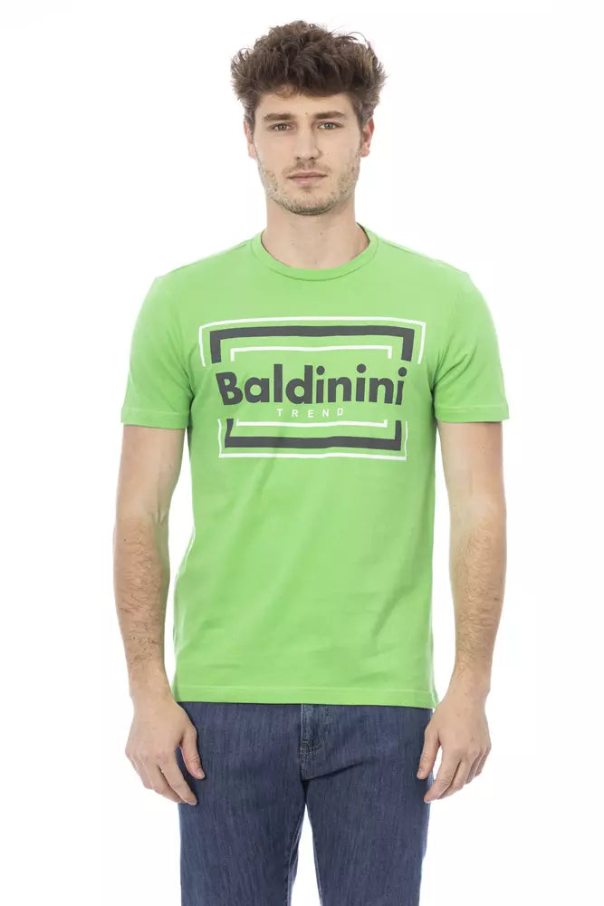 Camiseta Baldinini Trend de algodón verde con estampado elegante en el frente