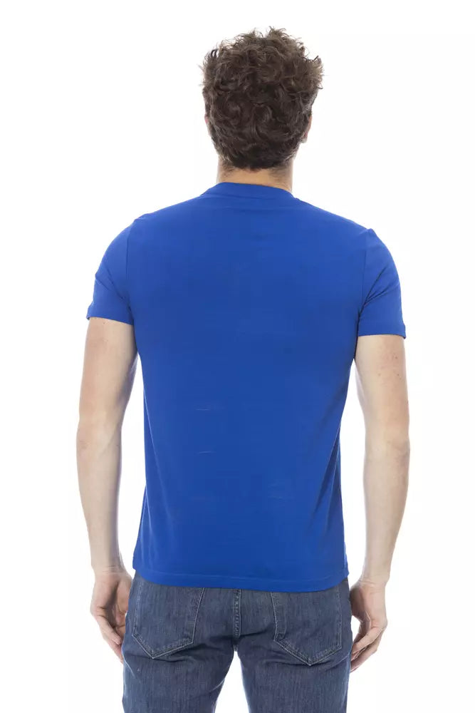 Camiseta de algodón azul Baldinini Trend Chic con estampado frontal