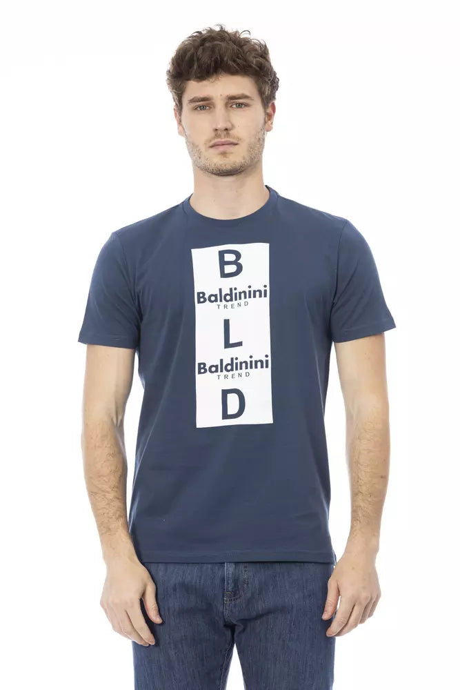 Camiseta elegante de manga corta de algodón azul Baldinini Trend