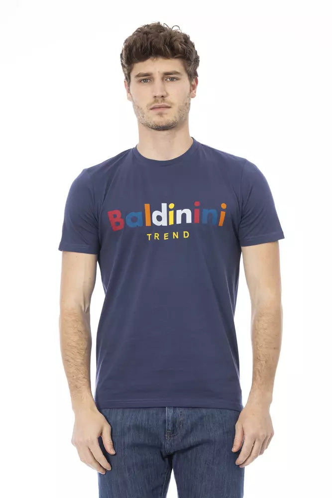 T-shirt en coton bleu élégant Baldinini Trend avec imprimé élégant sur le devant