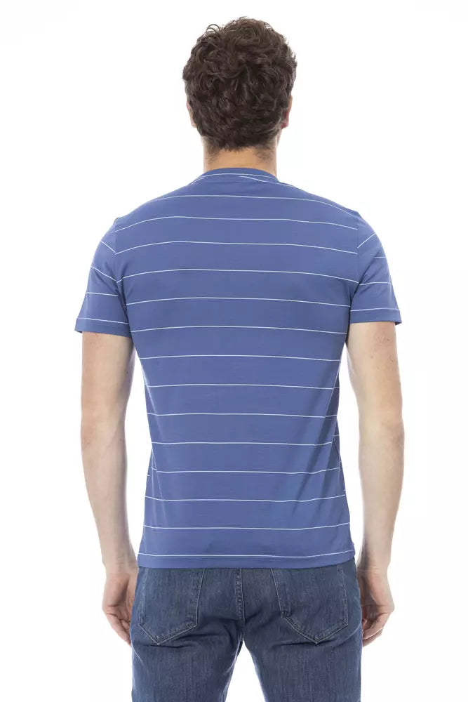 Camiseta de algodón azul Baldinini Trend Chic con estampado frontal