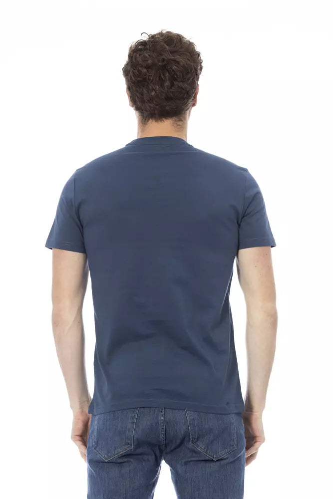 Camiseta elegante de manga corta de algodón azul Baldinini Trend