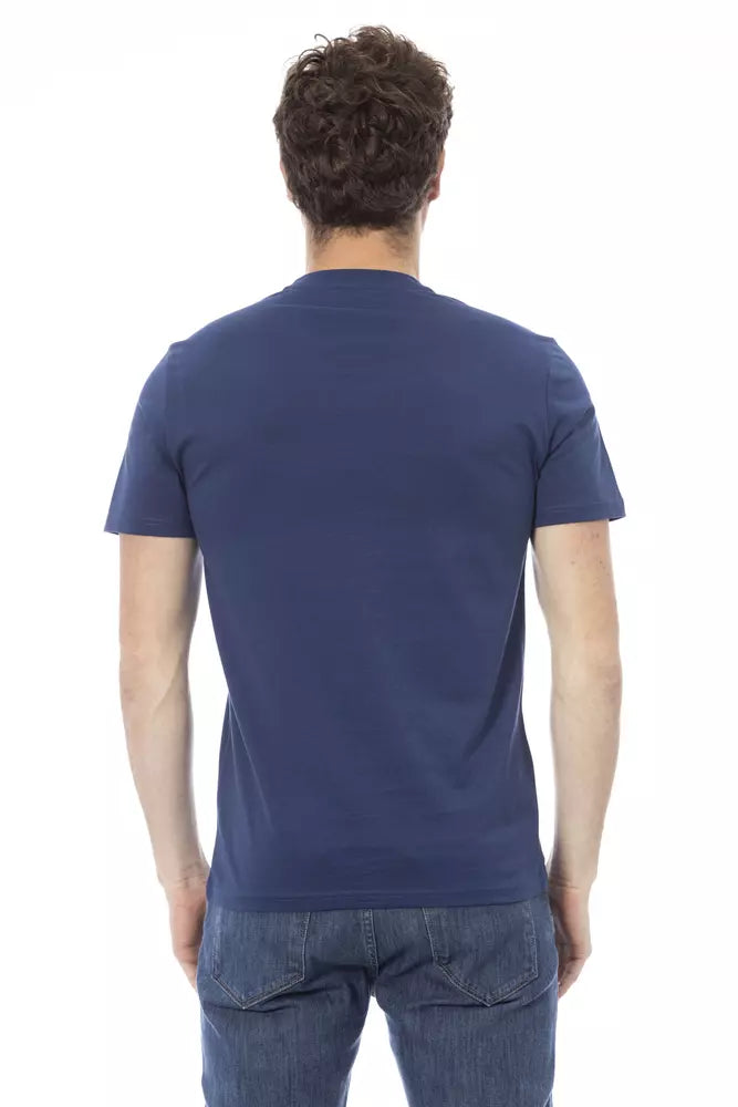 Camiseta de algodón azul Baldinini Trend Chic con estampado frontal