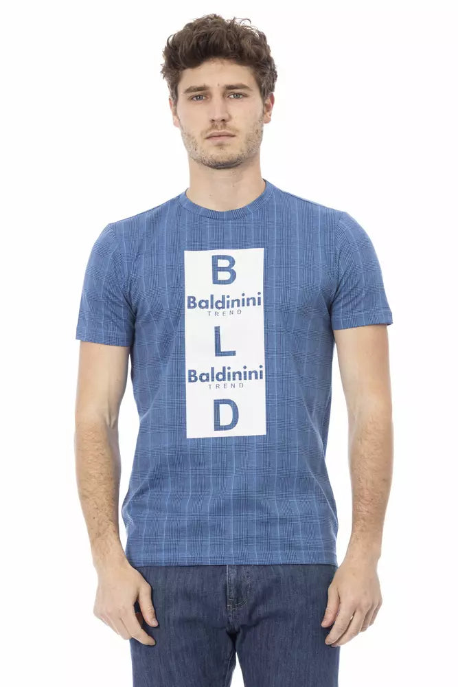 Camiseta elegante de algodón azul claro con estampado elegante de Baldinini Trend