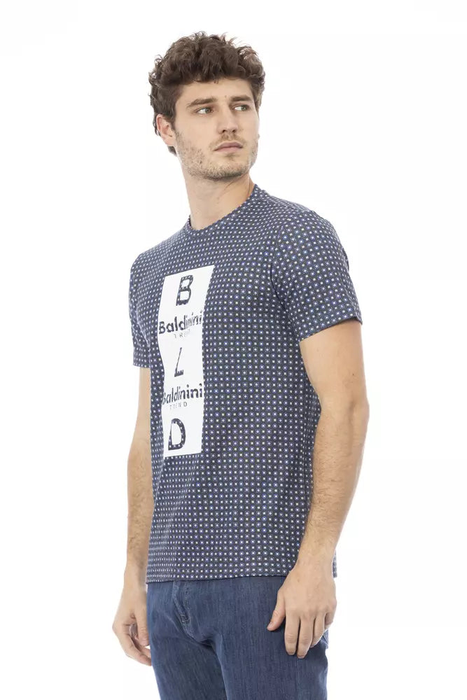 Camiseta de algodón gris Baldinini Trend Chic con estampado llamativo en el frente