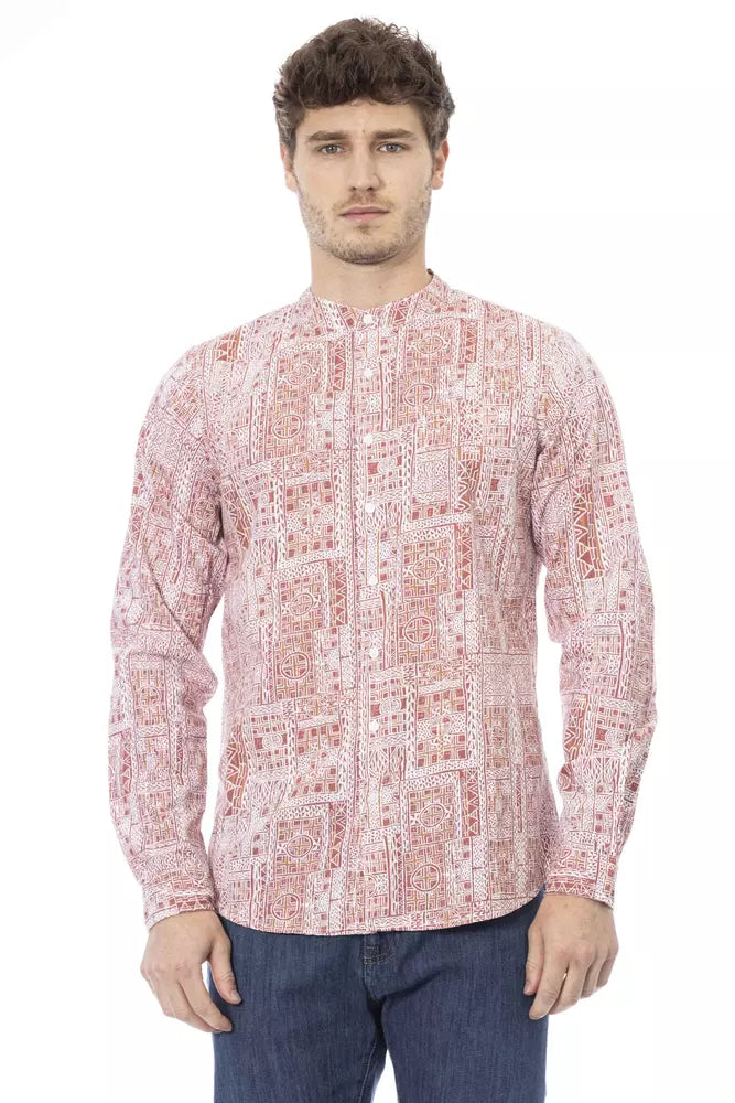 Chemise élégante à col mandarin rouge cramoisi de Baldinini Trend