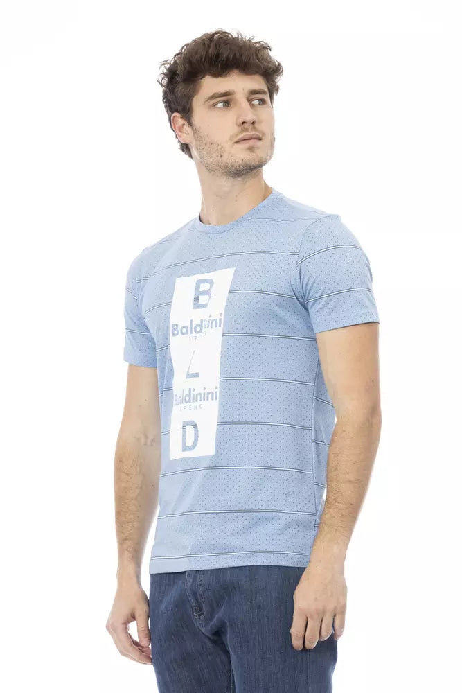 Camiseta elegante de algodón azul claro Baldinini Trend