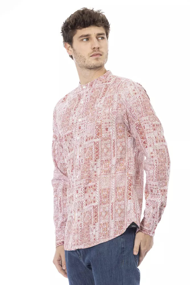 Camisa elegante con cuello mandarín color carmesí de Baldinini Trend