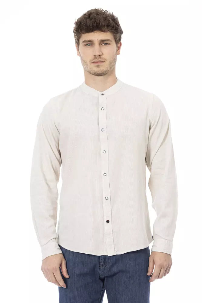 Camisa blanca con cuello mandarín Baldinini Trend Chic para hombre