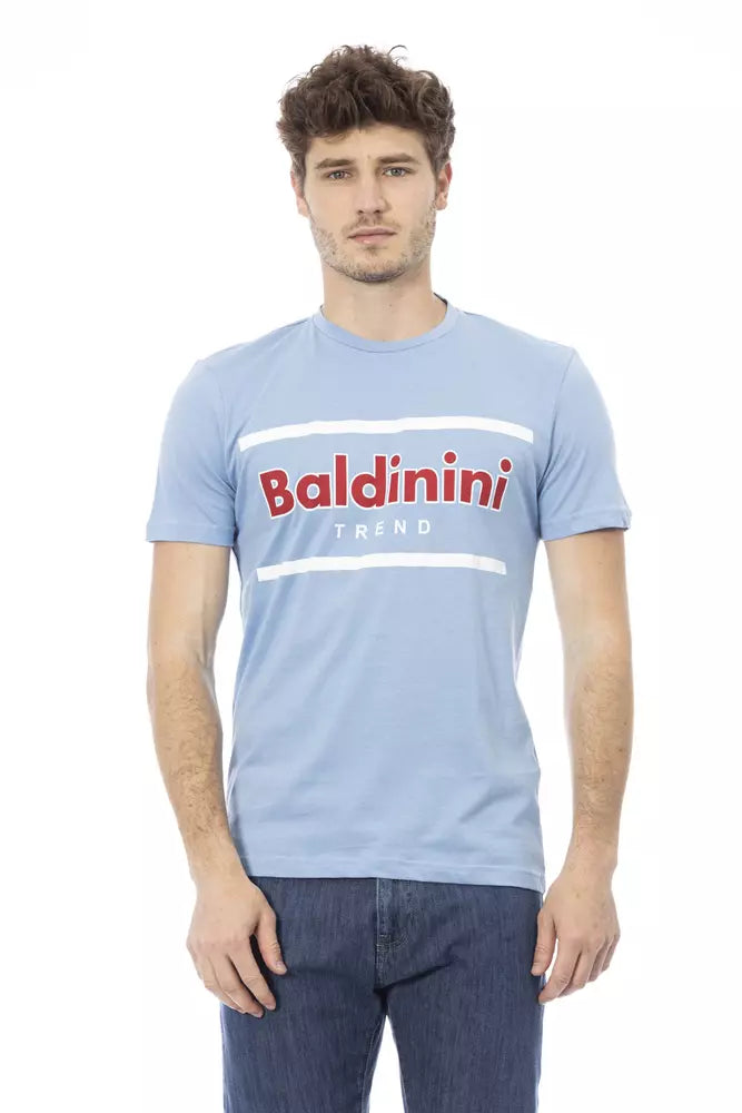 Camiseta elegante de algodón azul claro Baldinini Trend