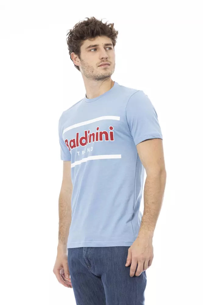 Camiseta elegante de algodón azul claro Baldinini Trend