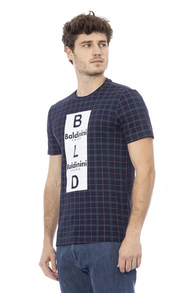 Camiseta elegante de algodón azul con estampado frontal Baldinini Trend