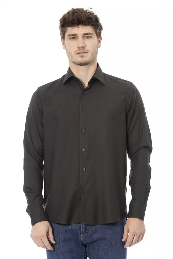 Camisa elegante con cuello italiano verde de Baldinini Trend