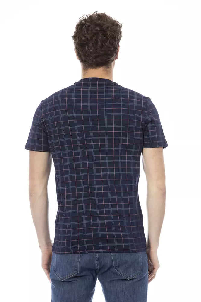 Camiseta elegante de algodón azul con estampado frontal Baldinini Trend