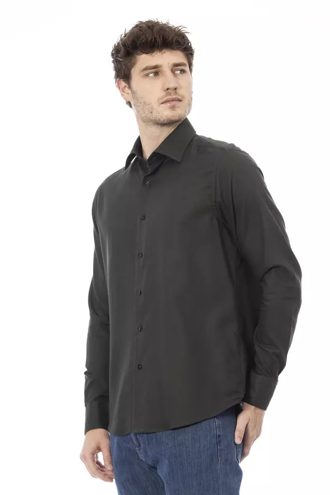 Chemise élégante à col italien verte Baldinini Trend