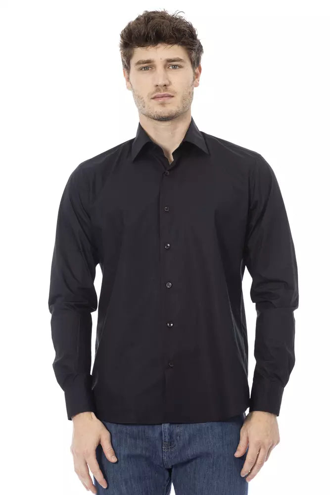 Chemise noire élégante à col italien Baldinini Trend