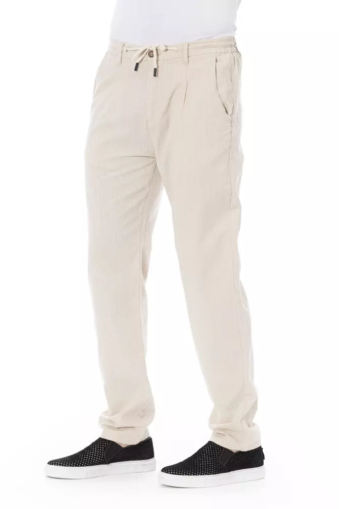 Pantalon chino en coton beige Baldinini Trend Chic avec cordon de serrage