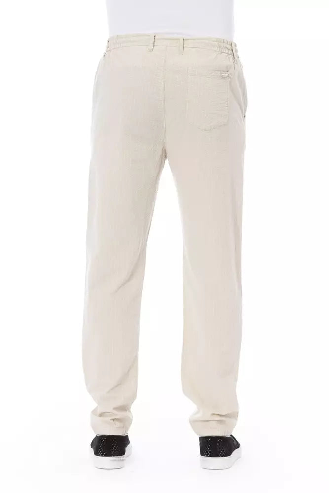 Pantalon chino en coton beige Baldinini Trend Chic avec cordon de serrage