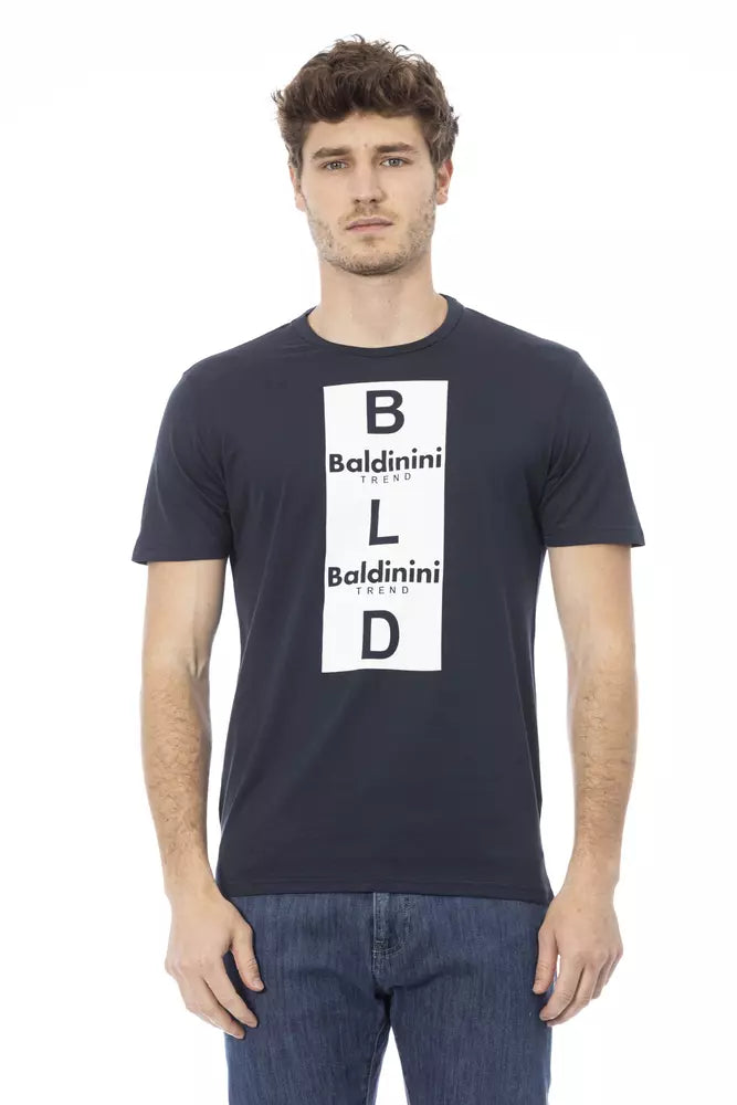 T-shirt en coton bleu tendance Baldinini avec imprimé élégant sur le devant