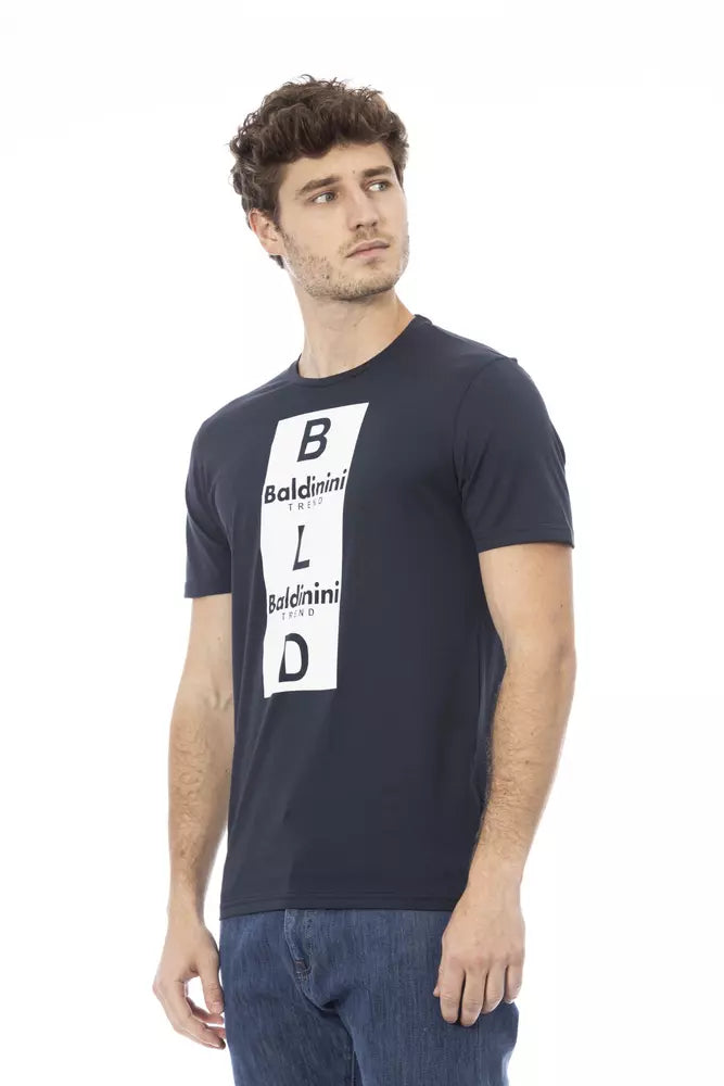 T-shirt en coton bleu tendance Baldinini avec imprimé élégant sur le devant