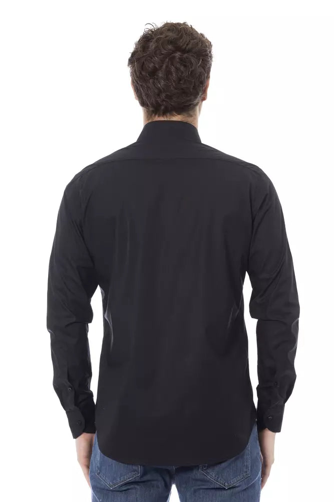 Chemise noire élégante à col italien Baldinini Trend