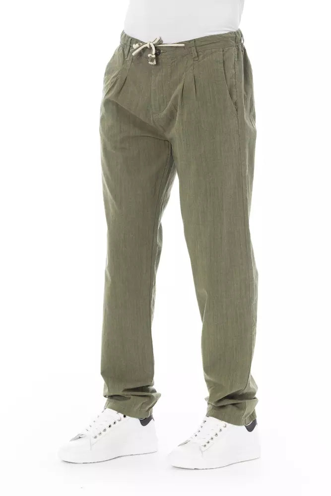 Pantalones chinos elegantes de algodón Baldinini Trend en color verde militar