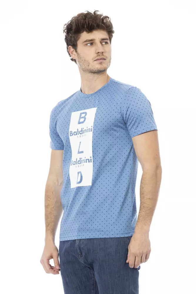 Camiseta elegante de algodón azul claro con estampado de Baldinini Trend