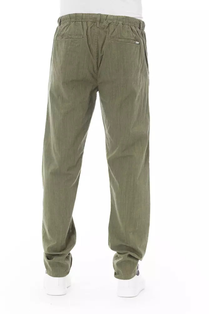 Pantalones chinos elegantes de algodón Baldinini Trend en color verde militar