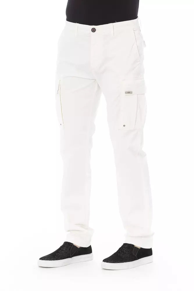 Pantalón cargo blanco elegante Baldinini Trend Chic: corte entallado y elástico