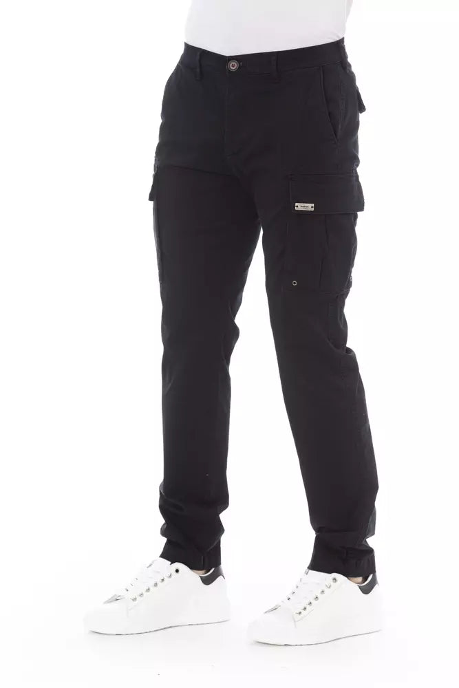 Baldinini Trend Sleek Black Cargo Trousers - Stretch Cotton Blend