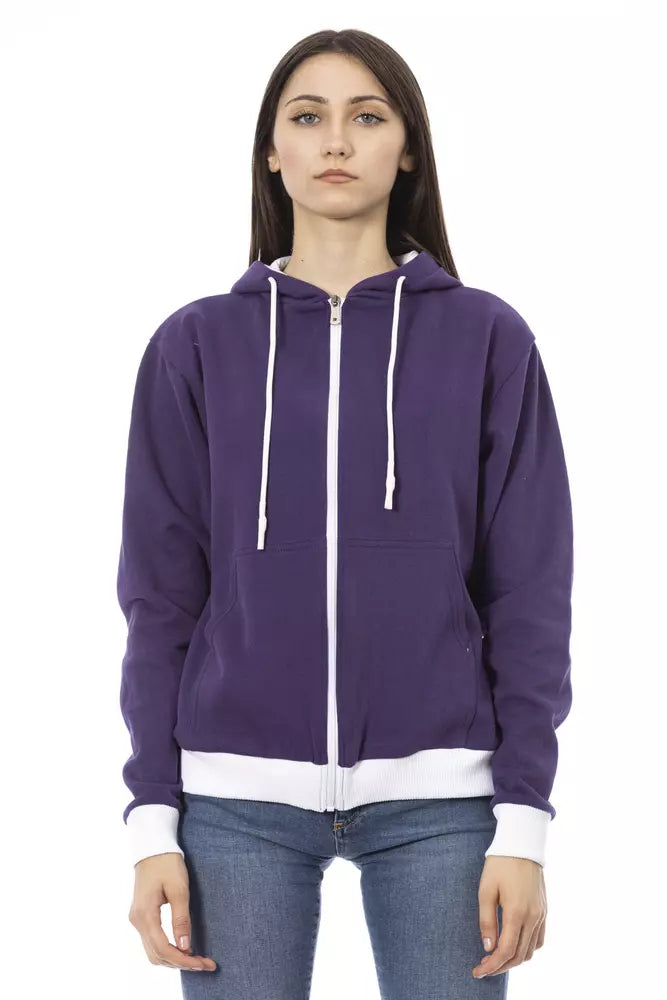 Pull à capuche en coton violet tendance chic de Baldinini