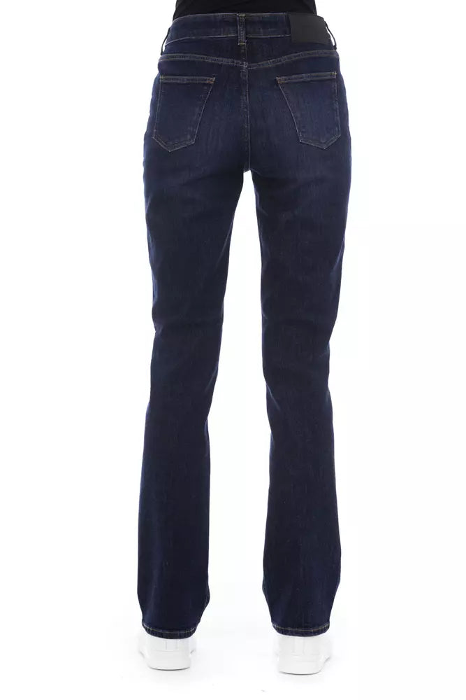 Baldinini Trend Chic Jeans de mezcla de algodón azul con detalle tricolor